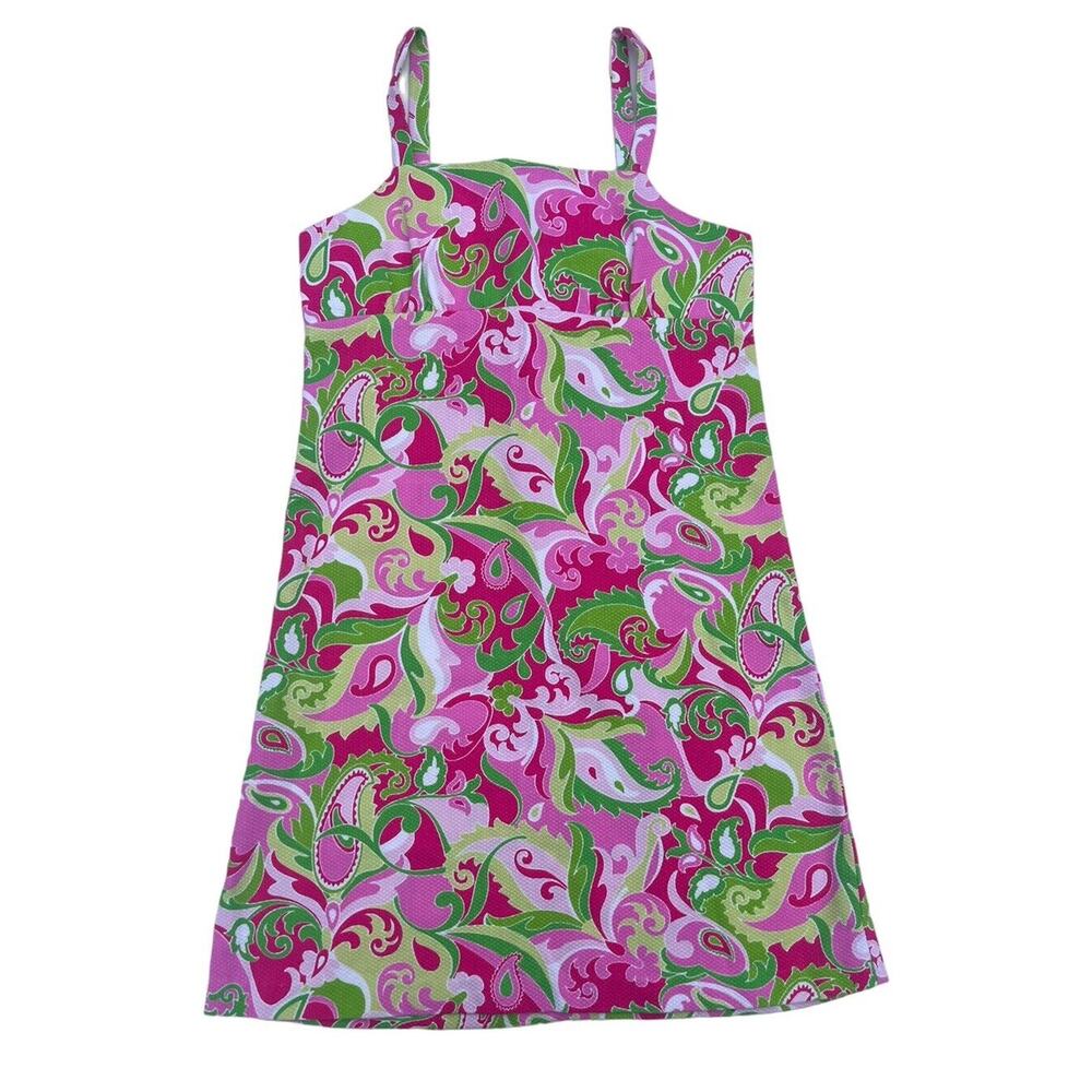 Kelly’s Kids Girls Y2K Pink Green Paisley Spring Dress Size 12